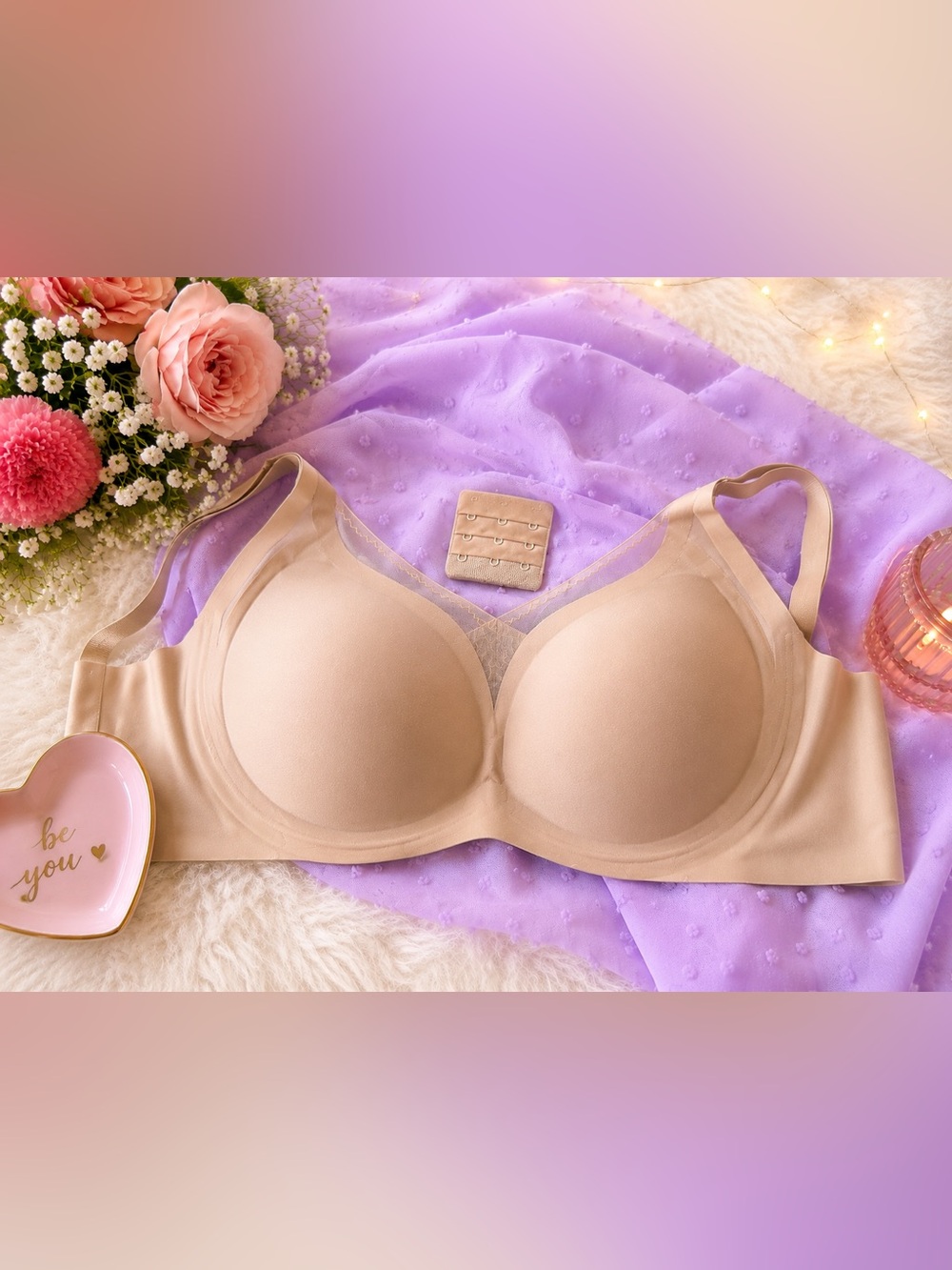 QGEOJ Nude Seamless Wireless Full Support Bra NWT Size XL
